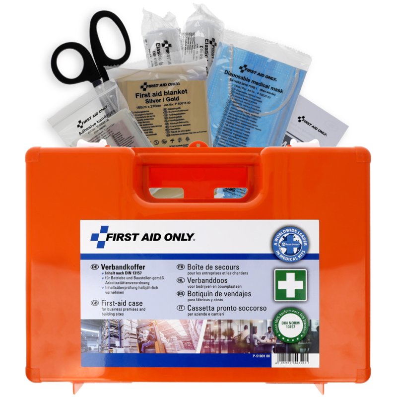 FIRST AID ONLY verbandkoffer DIN 13157, kunststof oranje, 278×117×215 mm